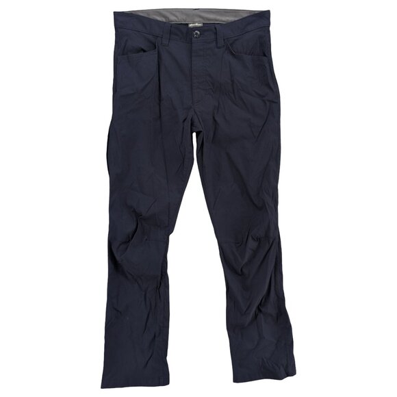 Eddie Bauer Tech Pants Mens Navy Blue Nylon Stretch Flat Front Size 32x32 - Picture 1 of 10